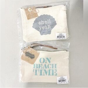 2 mini canvas pouches summer bag makeup case travel vacation beach cosmetic